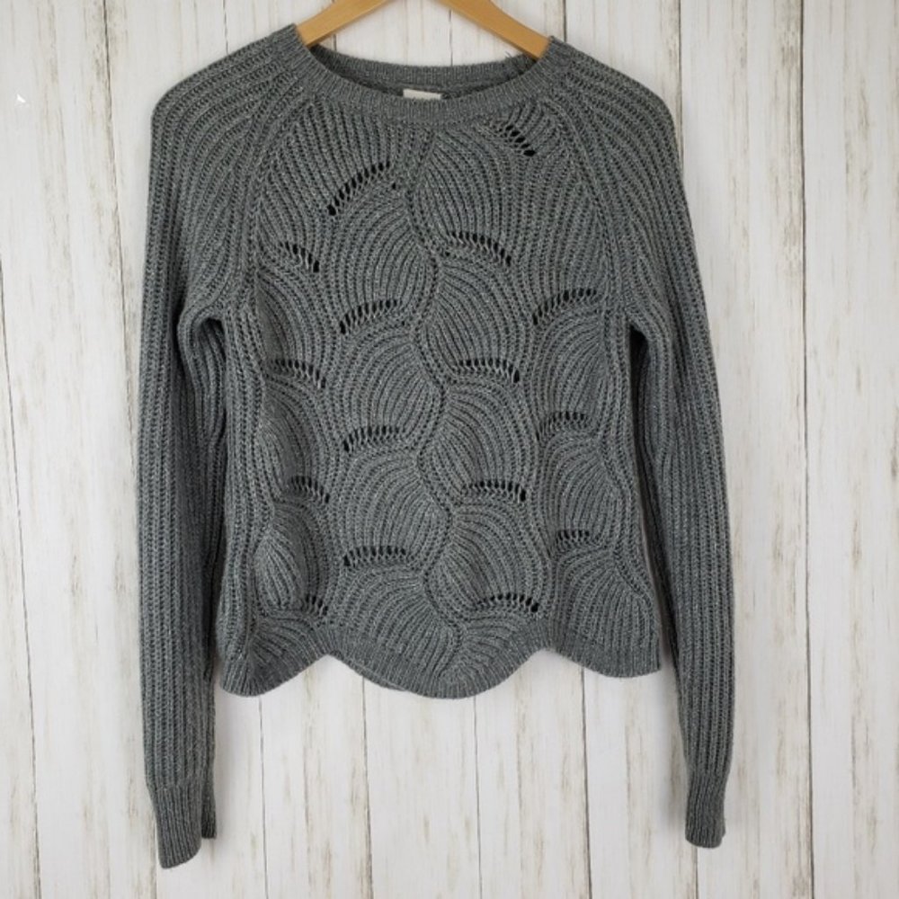 A New Day Open Knit Scallop Edge Sweater | SMALL